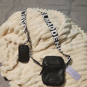 Steve Madden Black Crossbody with Logo Strap